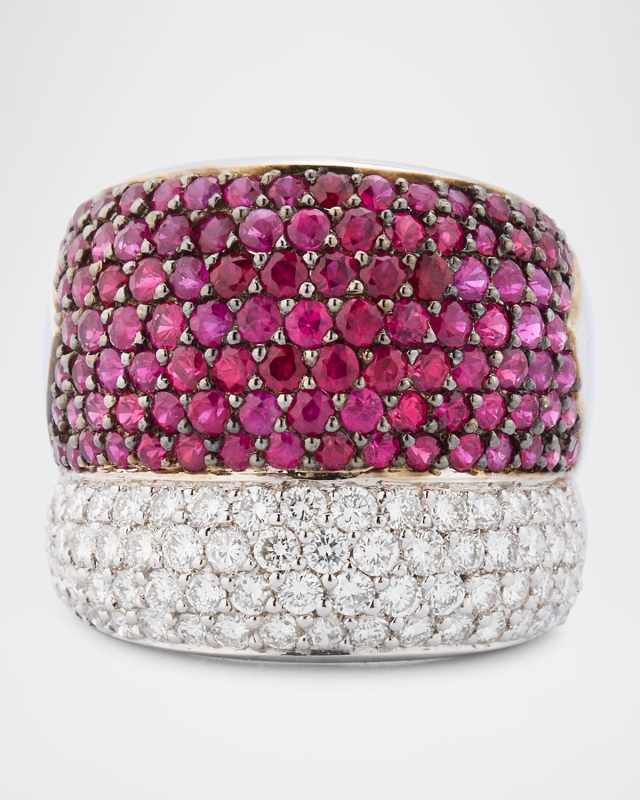18K White Gold Diamond and Ruby Ring